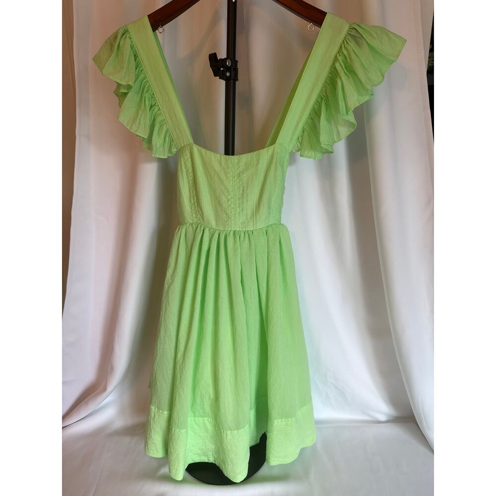 Mable Lime Green Babydoll Mini Dress Small Fairy Fae Cosplay Spring Dress - Picture 6 of 8